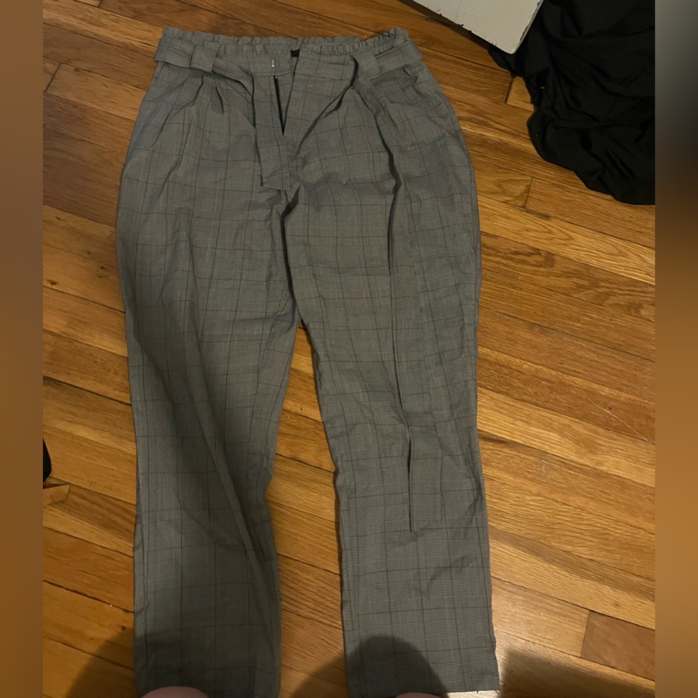 Plaid paper bag pants